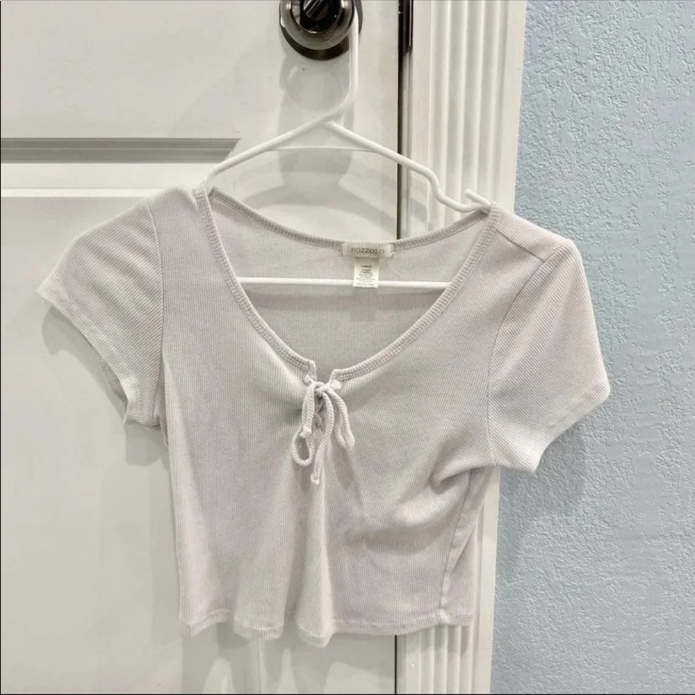 White Lace up Crop Top